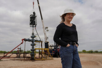 Cindy Taff, chief executive officer of Sage Geosystems, at a testing site in Starr County on March 22, 2023. The startup is testing storing energy in the ground. “There’s some people that believe that there’s a climate crisis, and some people don’t believe it," Taff said. "We want this to be the energy of choice whether you believe in it or not because it’s cost-effective as well.” Credit: Verónica Gabriela Cárdenas/The Texas Tribune