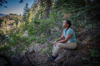 The 40 Acre Conservation League, led by president Jade Stevens, purchased 650 acres of land bordering the Tahoe National Forest in northern California. Credit: K2J Productions