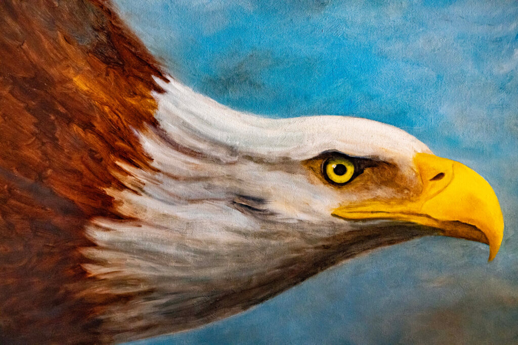 Eagle paintings are a standard decor at the lodge in Lake Guntersville State Park. Credit: Lee Hedgepeth/Inside Climate News