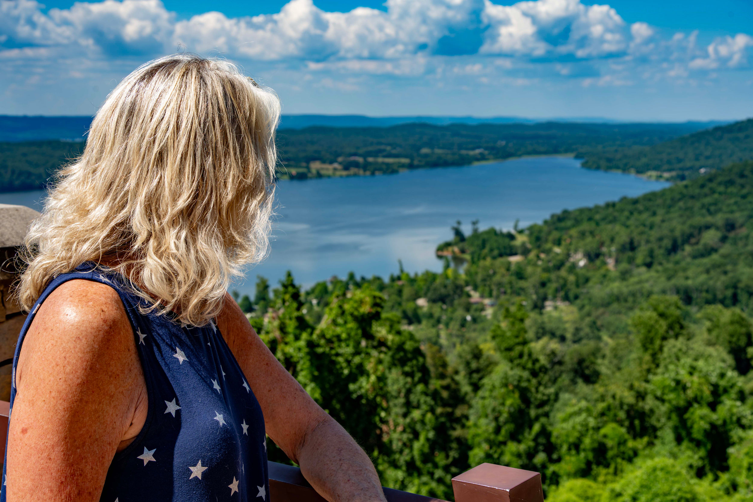 Cathy Phillips looks out over Lake Guntersville. Credit: Lee Hedgepeth/Inside Climate News