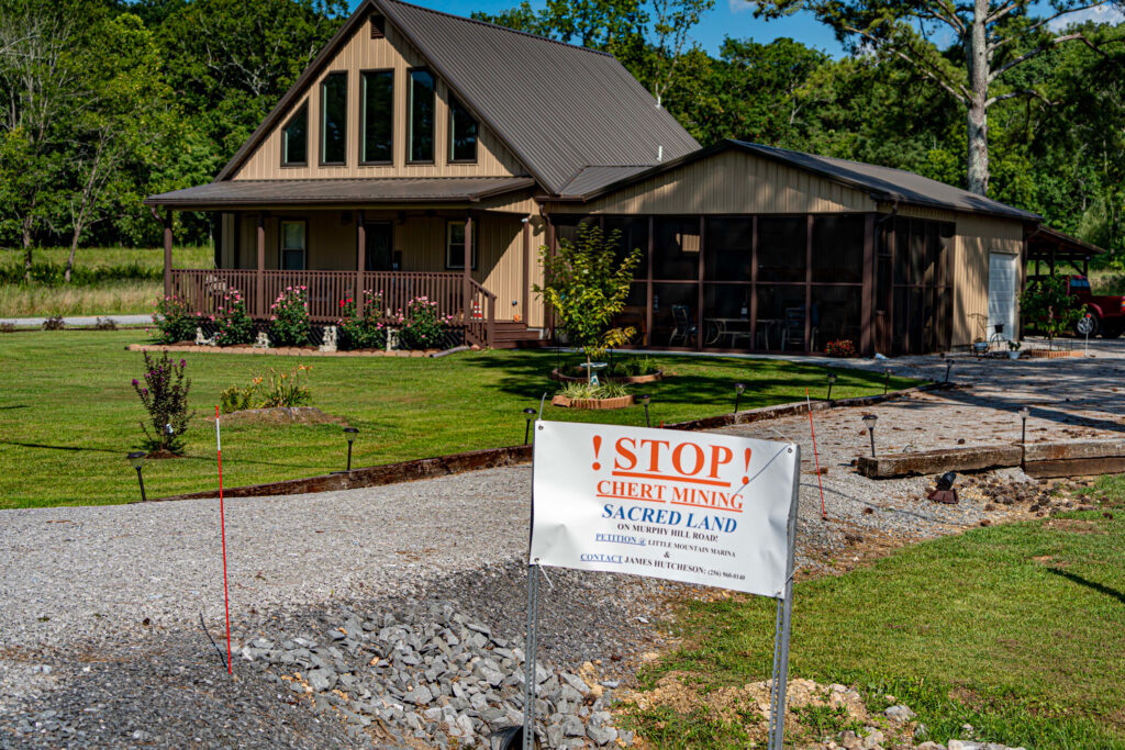 Nancy Cornelius placed this sign outside her Marshall County home when she found out about the new development. Credit: Lee Hedgepeth/Inside Climate News