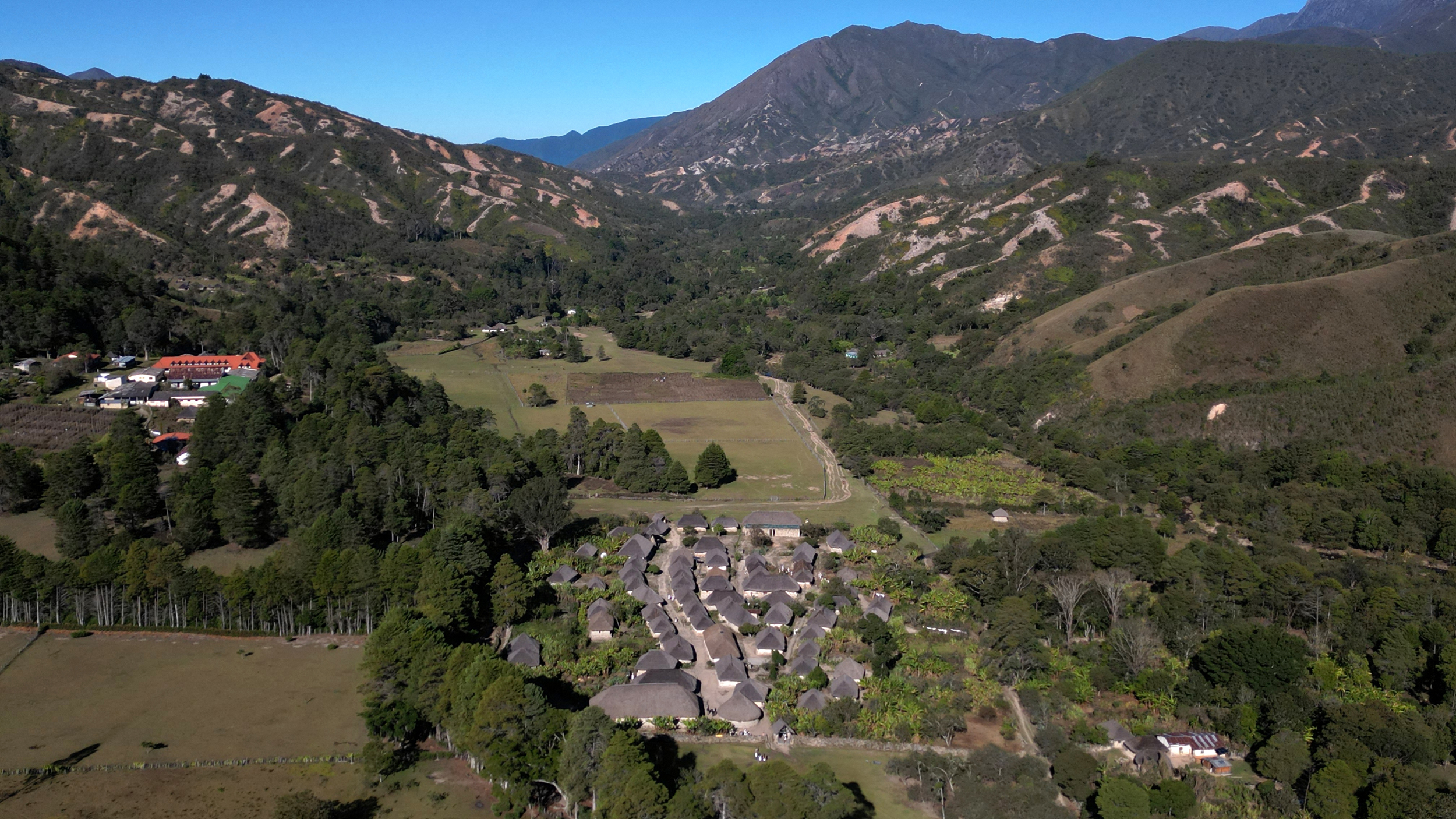 An aerial view of Nabusimake, a village of the Arhuaco Indigenous people, in the Sierra Nevada de Santa Marta mountain range. Credit: Raul Arboleda/AFP via Getty Images