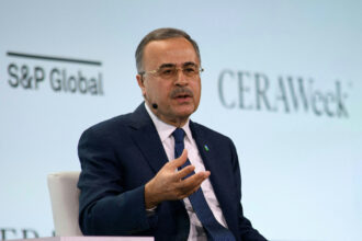 Amin H. Nasser, president and CEO of Saudi Aramco, speaks during the CERAWeek energy conference in Houston, Texas on March 18. Credit: Mark Felix/AFP via Getty Images