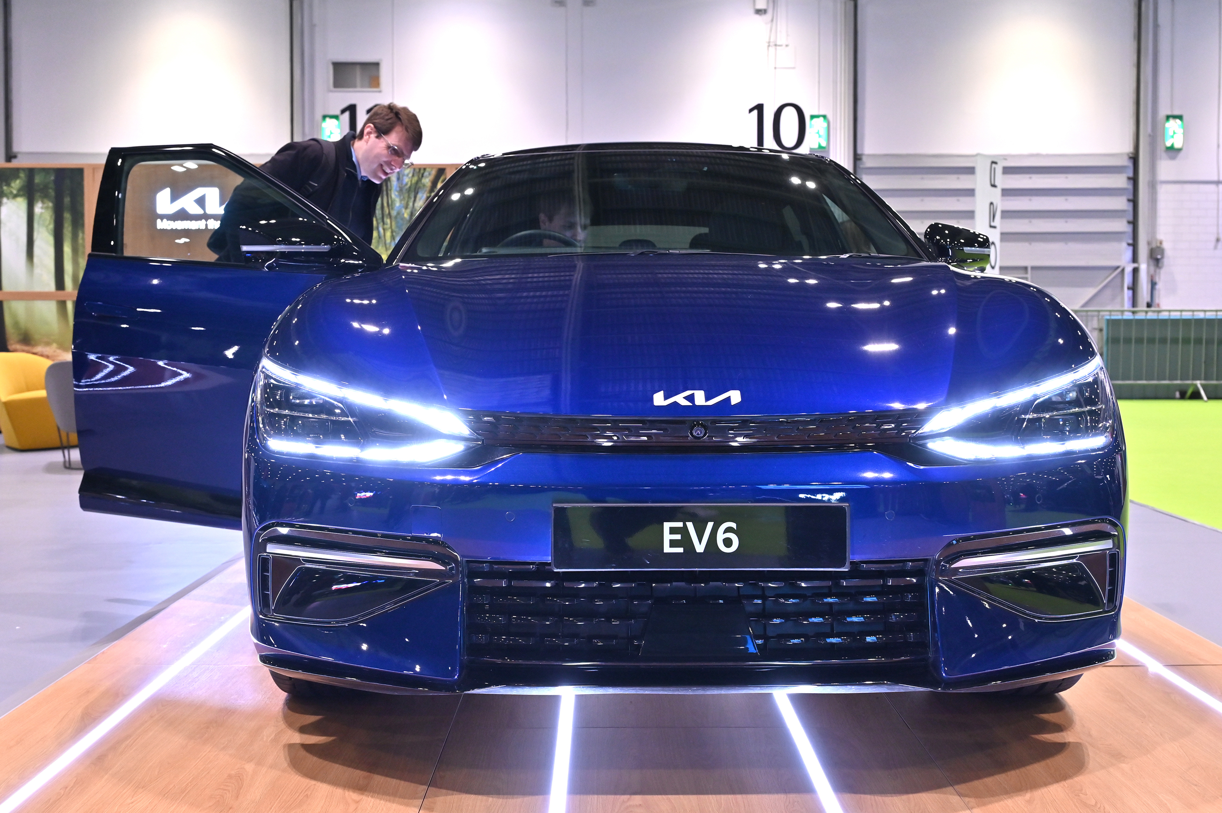 A Kia EV6 is displayed during the Everything Electric London expo on March 28 in England. Credit: John Keeble/Getty Images