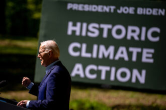 U.S. President Joe Biden speaks on Monday, Earth Day, at Prince William Forest Park in Triangle, Va. Credit: Andrew Harnik/Getty Images