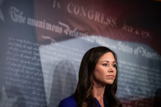 Sen. Katie Britt attends a Senate Republicans' news conference at the U.S. Capitol on May 9. Credit: Bill Clark/CQ-Roll Call, Inc via Getty Images