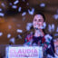 President-elect Claudia Sheinbaum speaks to a crowd after initial results showed she was leading the polls by a wide margin on Monday in Mexico City. Credit: Manuel Velasquez/Getty Images