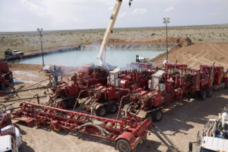 A natural gas well site outside of Hope, in eastern New Mexico. Credit: Robert Nickelsberg/Getty Images