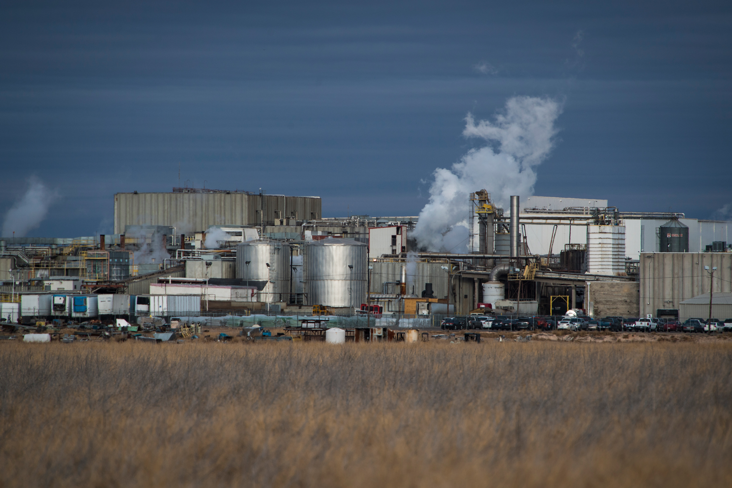 Steam rises from a JBS meat packing facility in Cactus, Texas. Credit: Jabin Botsford/The Washington Post via Getty Images