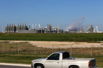 Gulf Coast Growth Ventures, a $10 billion plastics plant built by ExxonMobil and SABIC, started operations this year on 1,300 acres of previously undeveloped land in San Patricio County, across the bay from Corpus Christi, Texas. Credit: Dylan Baddour/Inside Climate News