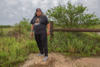 Juan Mancias, chairman of the Carrizo/Comecrudo Tribe of Texas, stands outside the future site of Texas LNG and present site of Garcia Pasture, an old village grounds recognized by the World Monuments Fund.