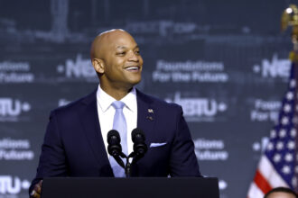 Maryland Governor Wes Moore delivers remarks at the North American Building Trades Unions (NABTU) 2024 Legislative Conference at the Washington Hilton on April 24, 2024, in Washington, D.C. Credit: Anna Moneymaker via Getty Images