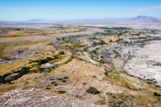 An aerial view of Ash Meadows National Wildlife Refuge, one of the most biodiverse places in the world. Credit: Patrick Donnelly/Center for Biological Diversity