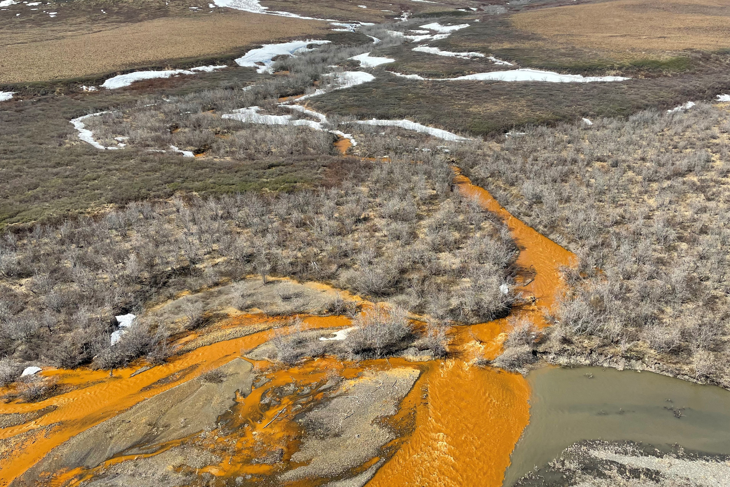 The researchers hypothesize that melting permafrost allows groundwater to flow through mineral deposits, causing chemical weathering. Credit: Josh Koch/USGS