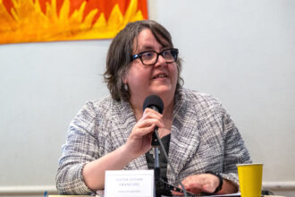 Sister Susan Francois is part of a group of nuns from New Jersey who have filed a shareholder resolution with Citibank for the past three years, on Indigenous rights and fossil fuel funding. Credit: Keerti Gopal/Inside Climate News